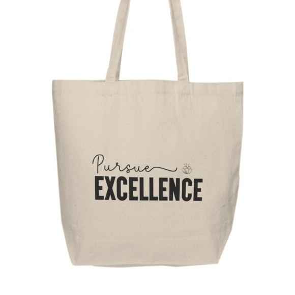 Pursue Excellence Motivational Custom Canvas Tote Bag - Picture 2 of 3